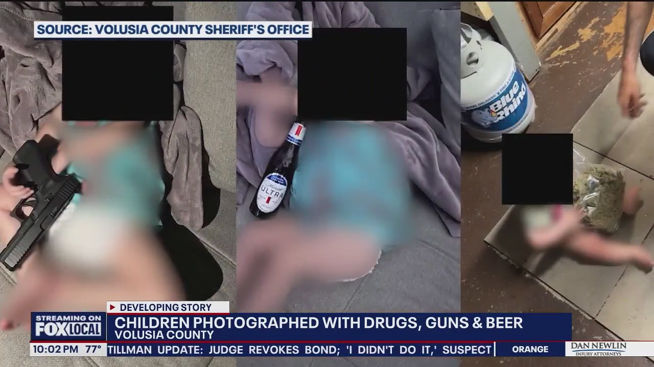 Small children photographed with drugs, guns, beer: Deputies