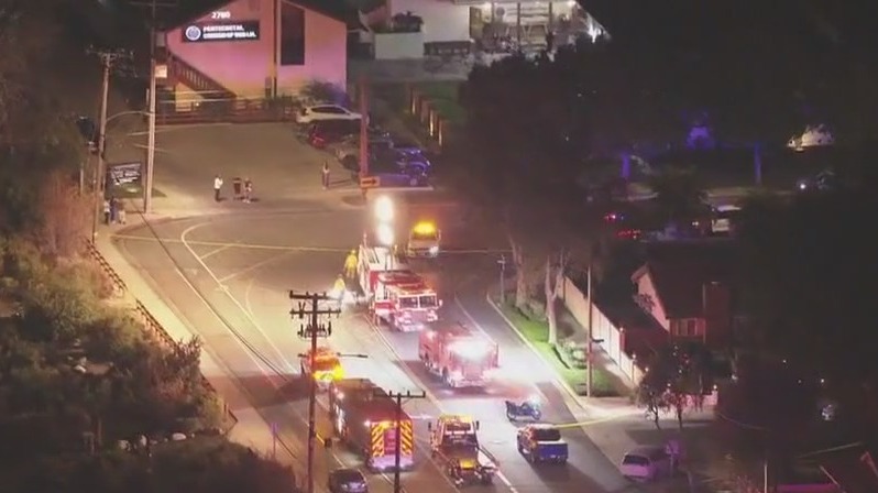 Car hits pedestrian, plunges into Santa Ana River