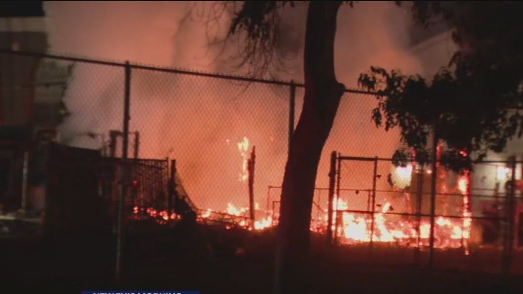 Fire damages vacant West Oakland school building near De Fremery Park