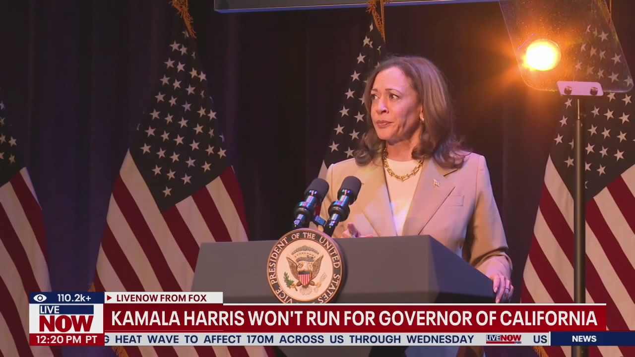 Kamala Harris won't run for California governor