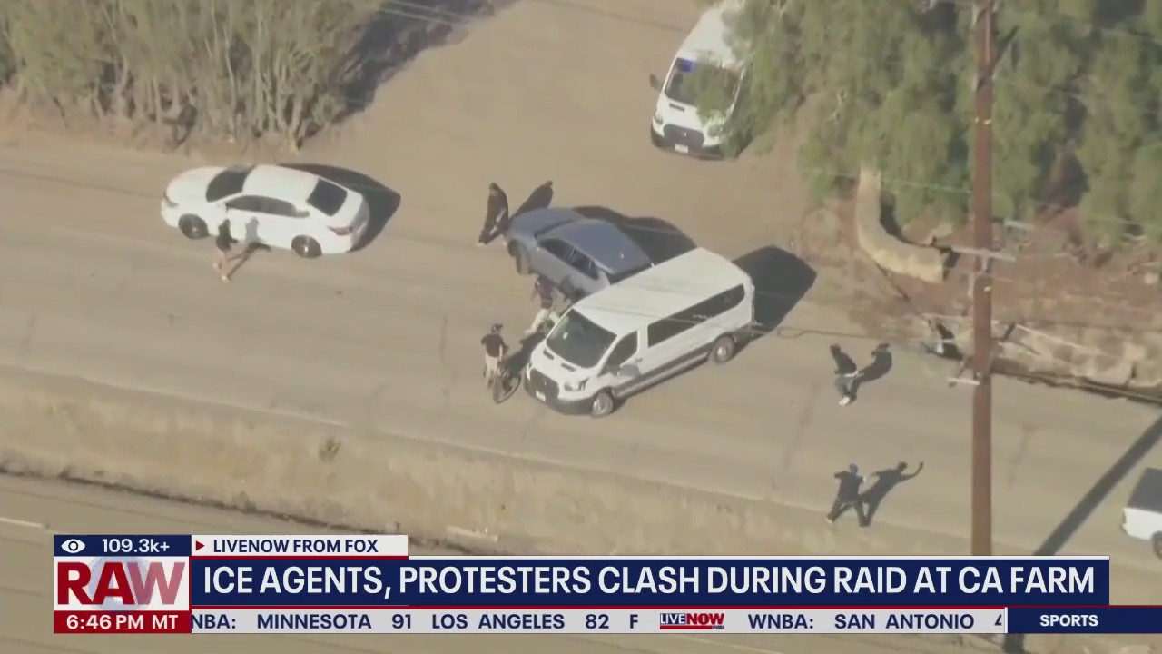 Protestors clash with ICE agents during raid in CA