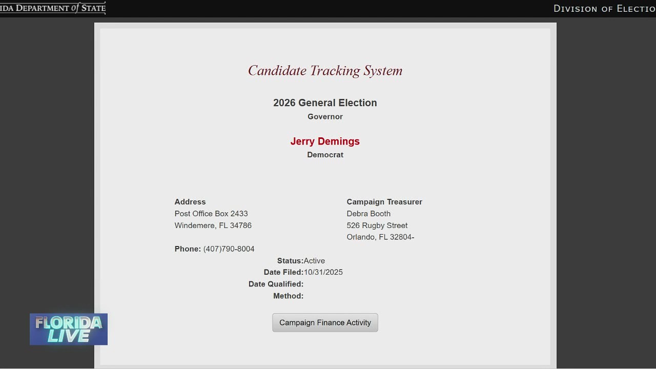 Jerry Demings files to enter 2026 Fla. Governor's race