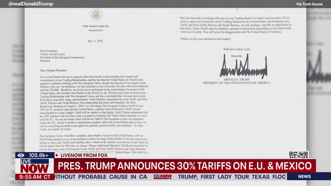 Pres. Trump announces 30% tariffs on EU & Mexico
