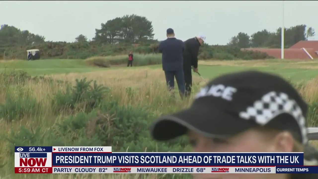 President Trump plays golf in Scotland