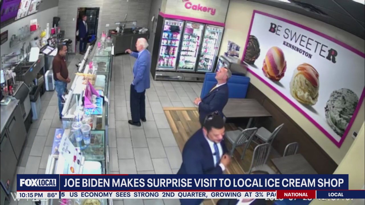 Former President Joe Biden visits Maryland ice cream shop