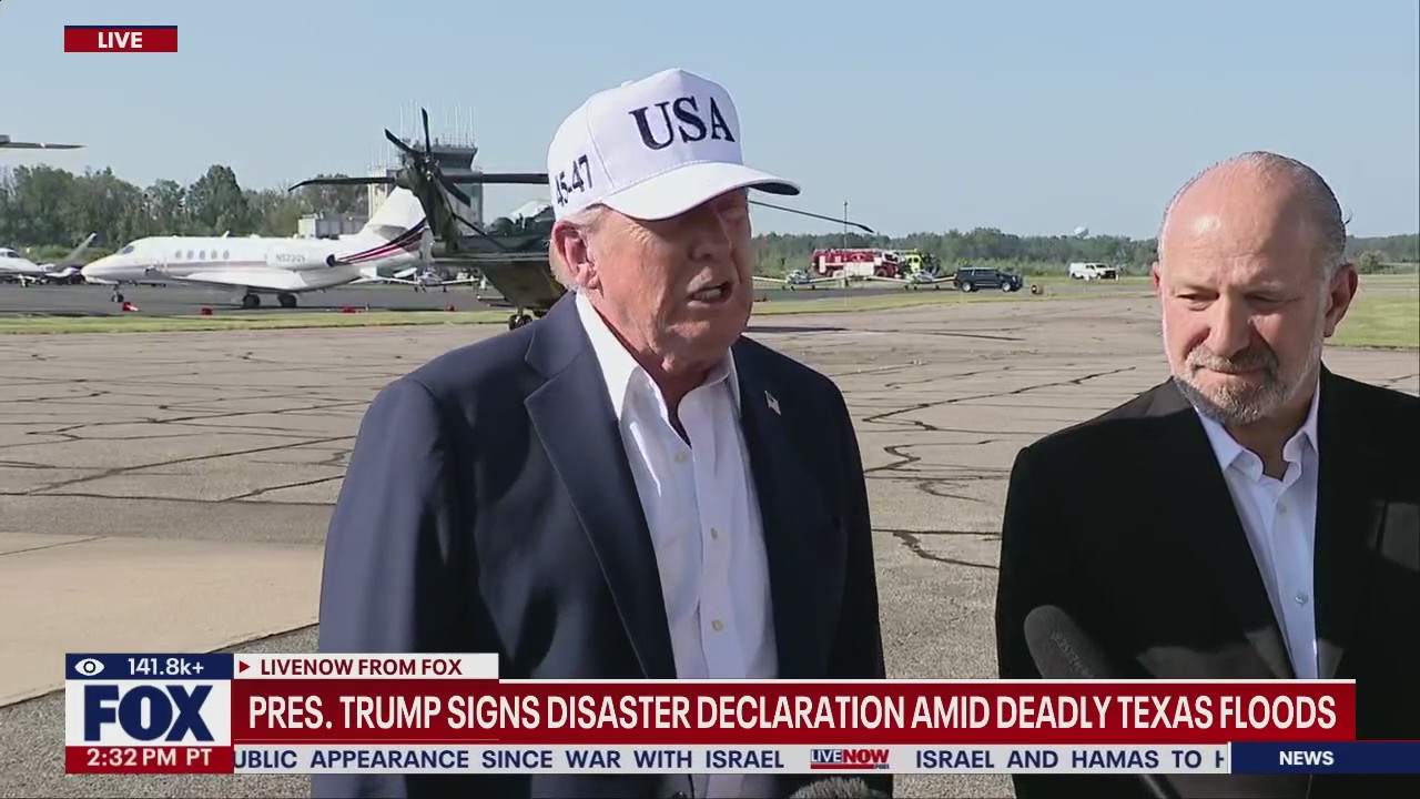 Trump talks floods, Netanyahu, and NFL stadium deal