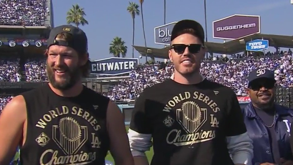 World Series: Dodgers speeches at victory rally