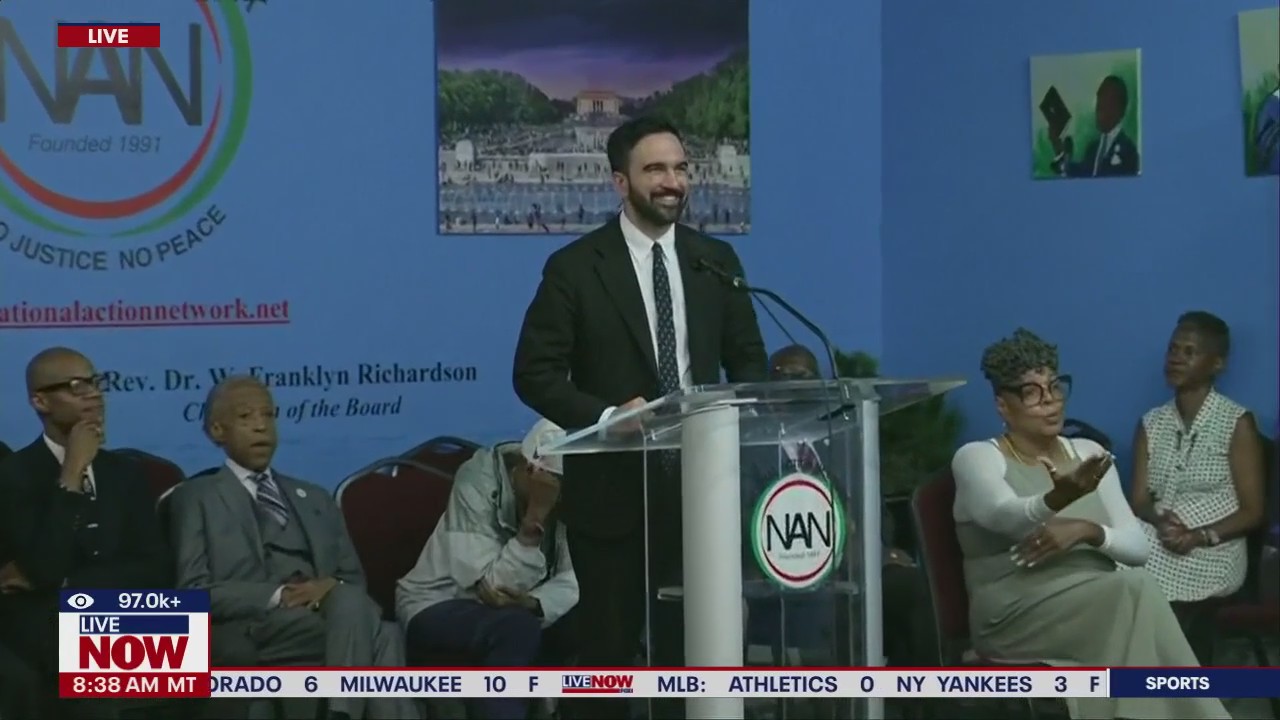 Zohran Mamdani speaks alongside Rev. Al Sharpton