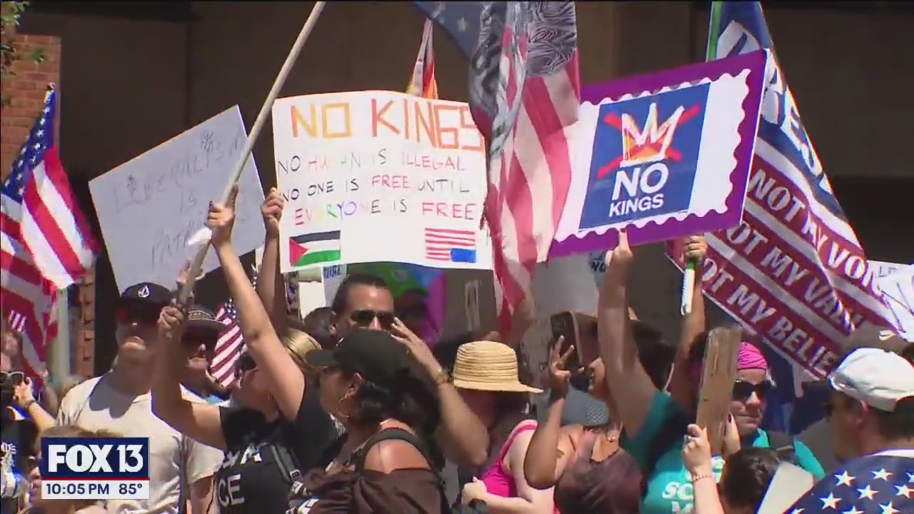 'No Kings' protests across Tampa Bay on Saturday