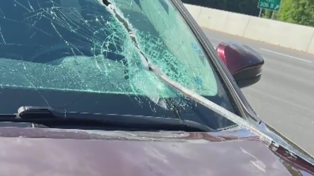 Crowbar flies into windshield in NC