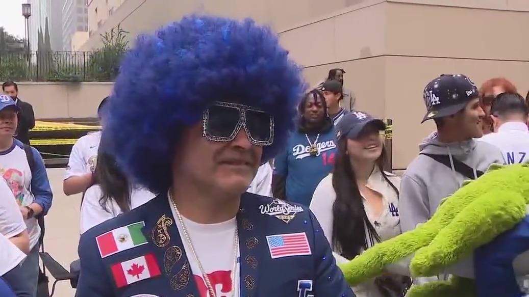 Celebrating the Dodgers championship win