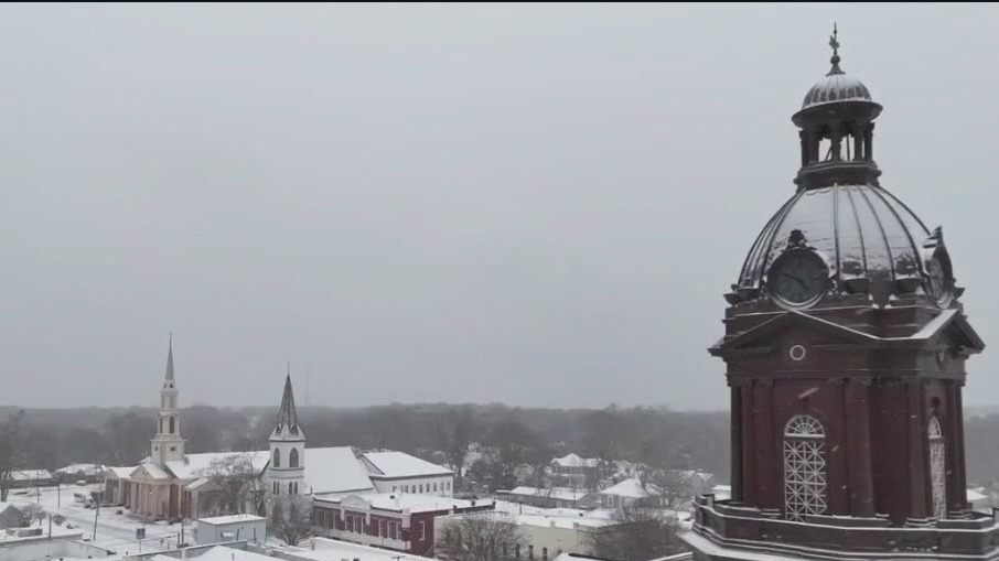 Tour snowy Newnan from the air