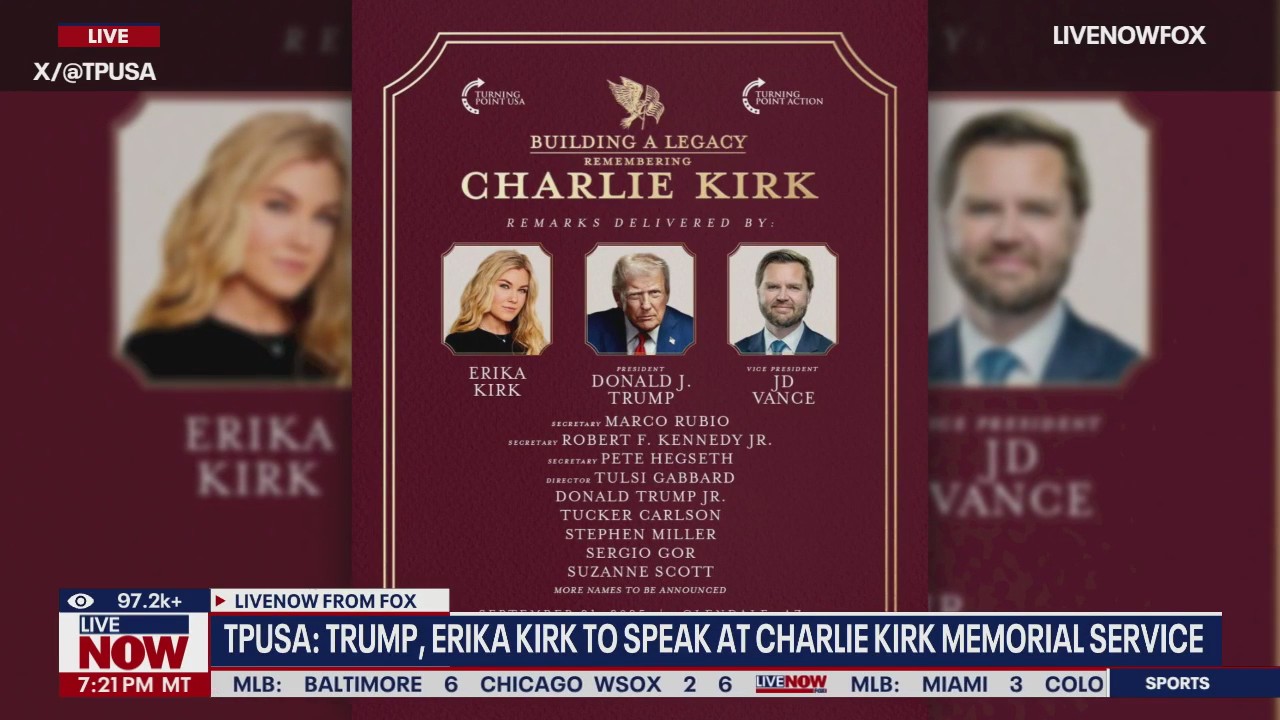 Trump Vance Rubio To Speak At Kirk Memorial Service LiveNOW From FOX