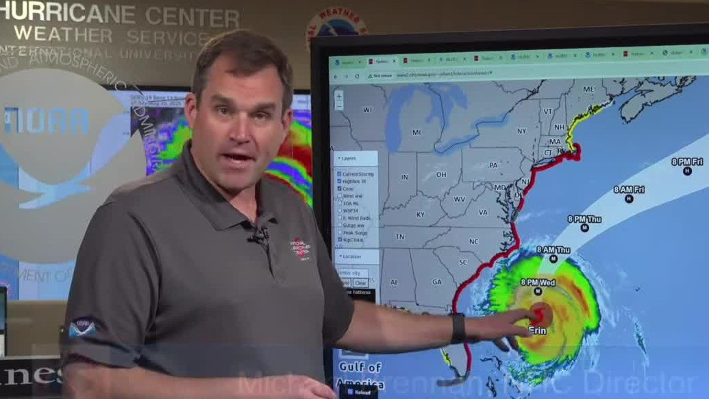 National Hurricane Center gives update on Hurricane Erin