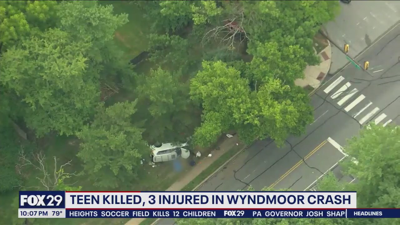 Teen killed, 3 injured in Wyndmoor crash