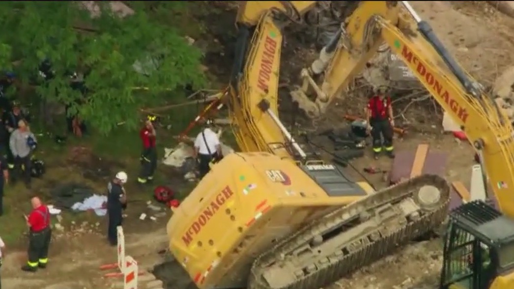 Person rescued after crane overturns at suburban hospital