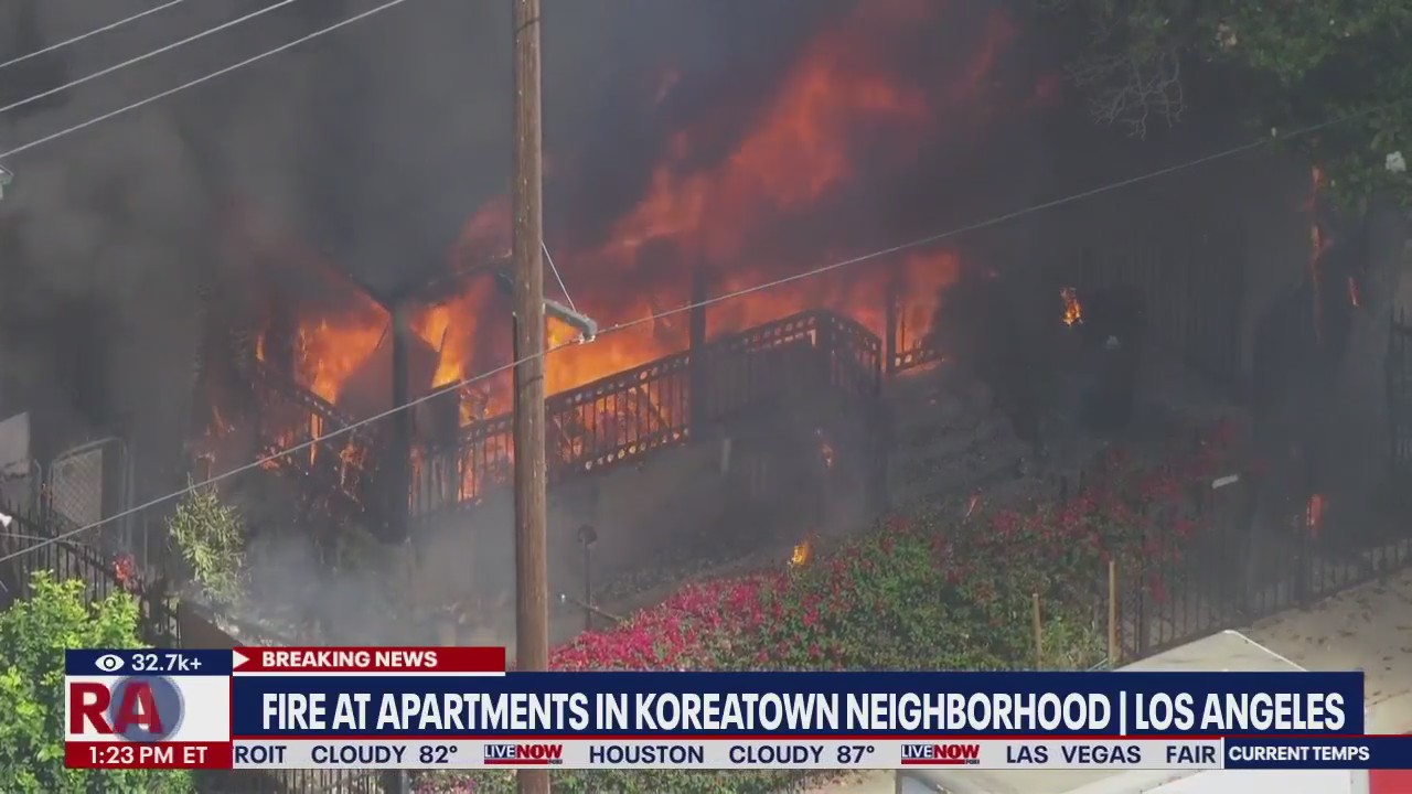 Fire engulfs home in Koreatown