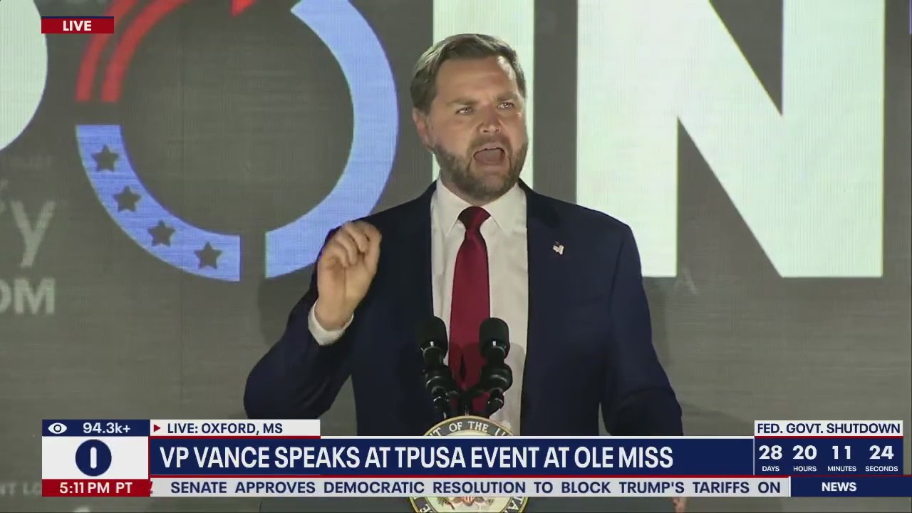 VP Vance speaks at Turning Point event at Ole Miss