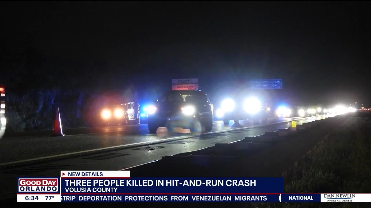 3 killed in Volusia County hit-and-run crash