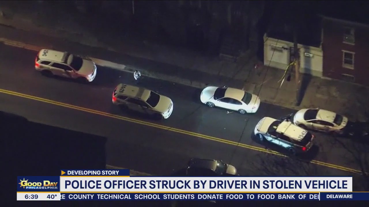 Philadelphia officer injured by driver fleeing in stolen vehicle