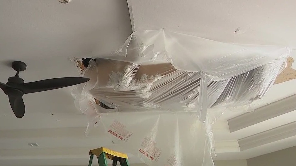 Lightning strike causes roof collapse, debris falls on homeowner