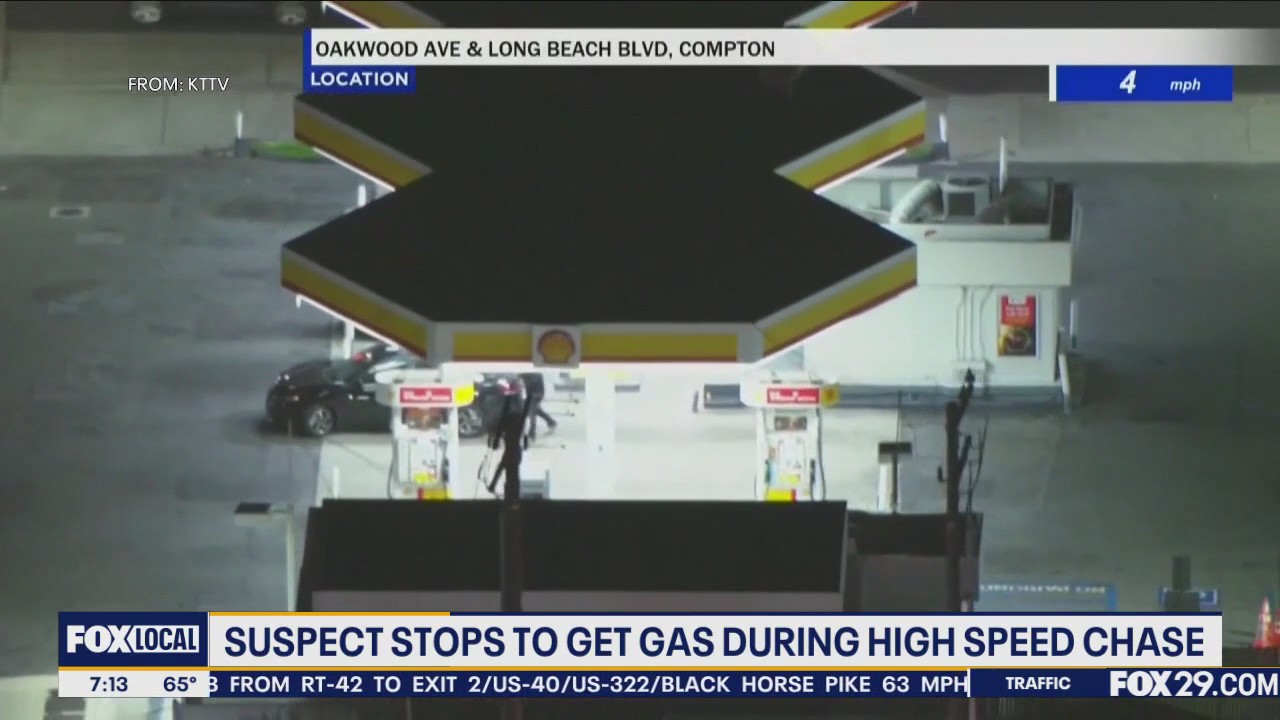 Suspect in high speed chase stops to get gas