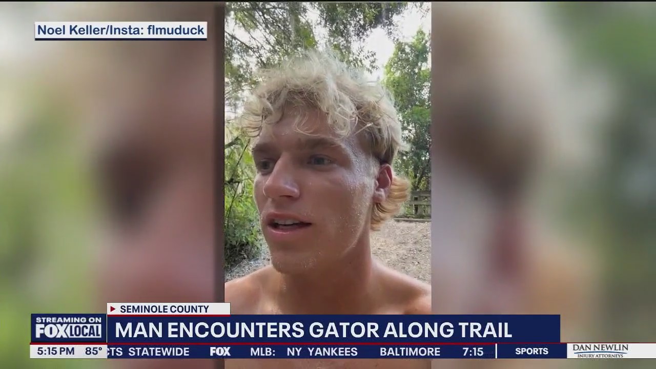 Florida man encounters gator on Cross Seminole Trail