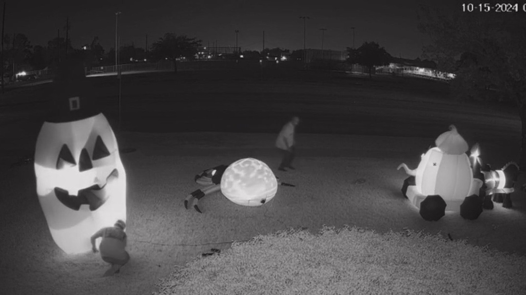 Thieves caught on camera stealing Halloween decorations