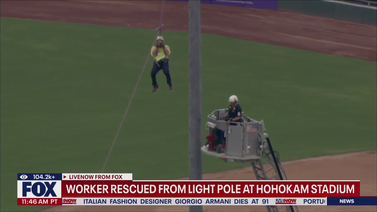 Stadium light pole rescue in Arizona