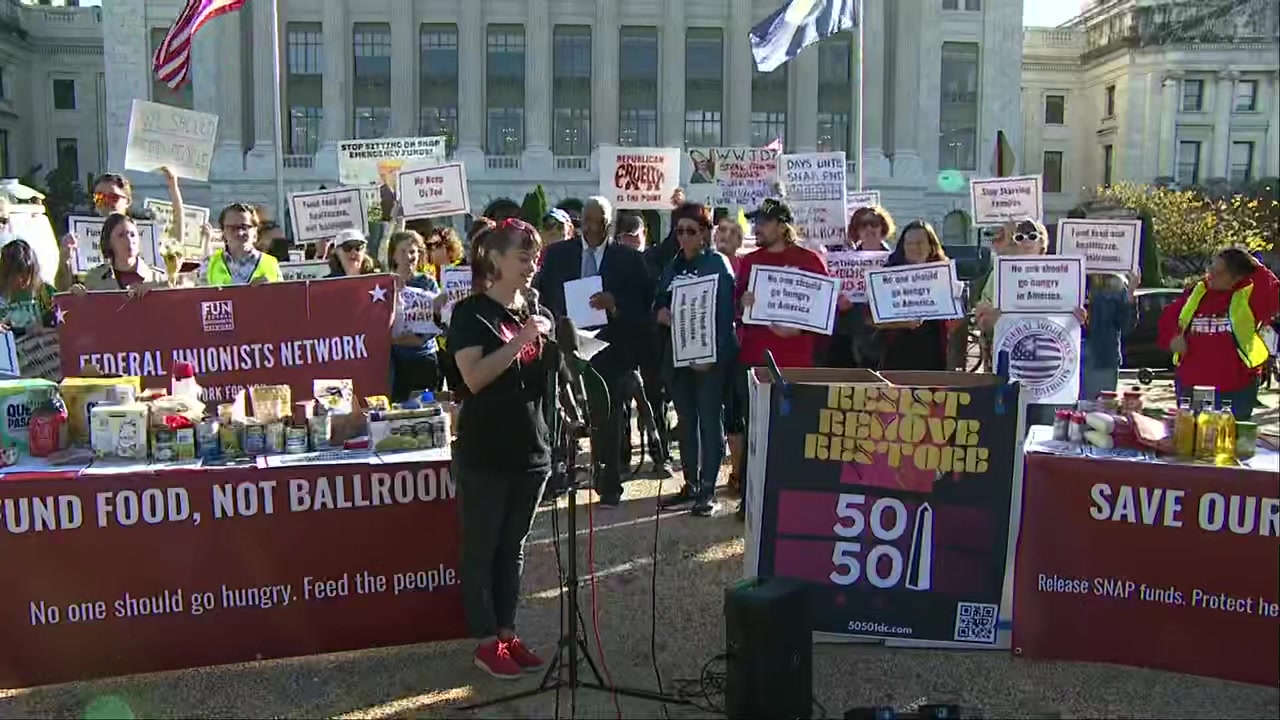 WATCH: Federal workers rally against SNAP cutoff amid shutdown