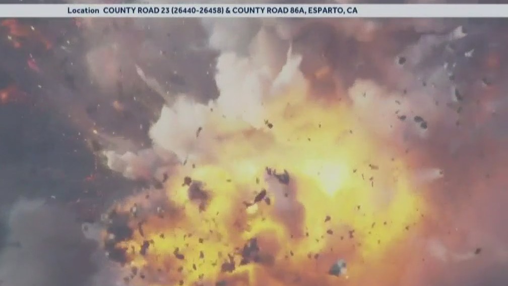 CalFire arson and bomb units investigating fireworks storage facility explosion