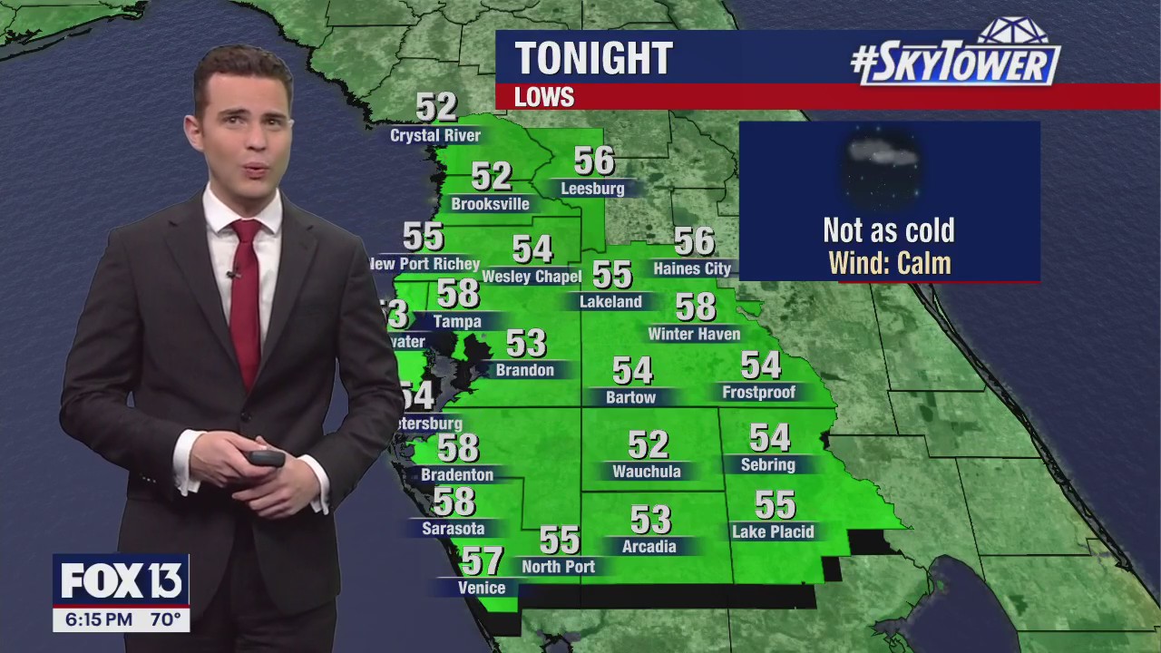 Tampa weather | Cool temperatures Sunday night