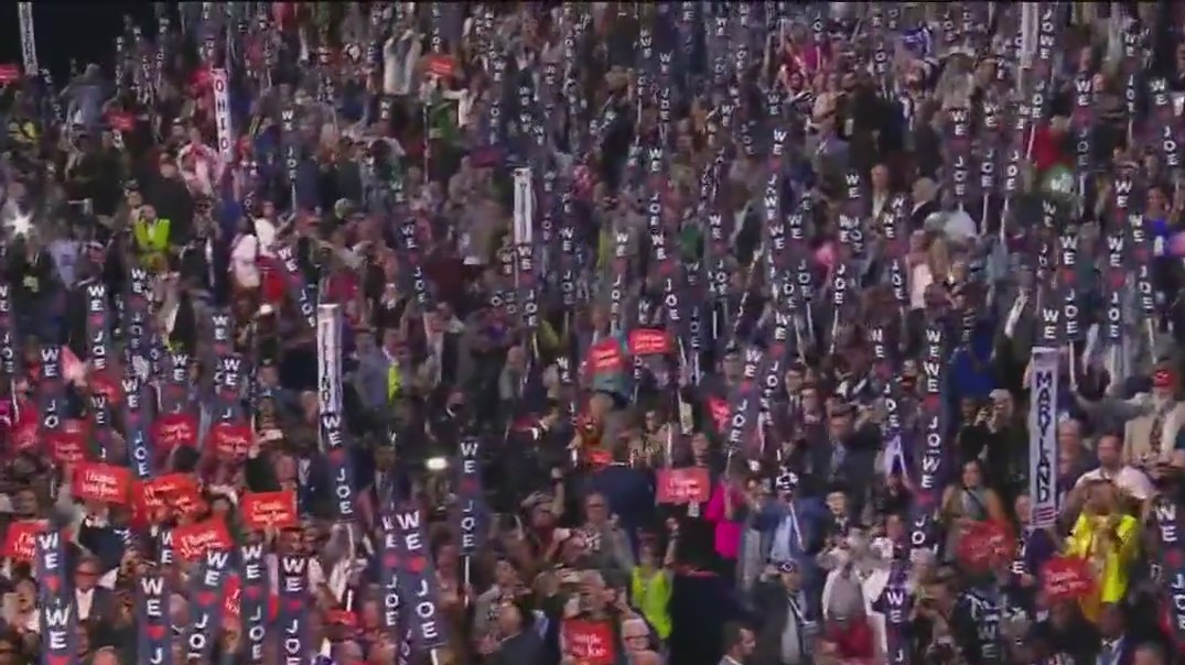 Biden hypes crowd on first night of DNC in Chicago