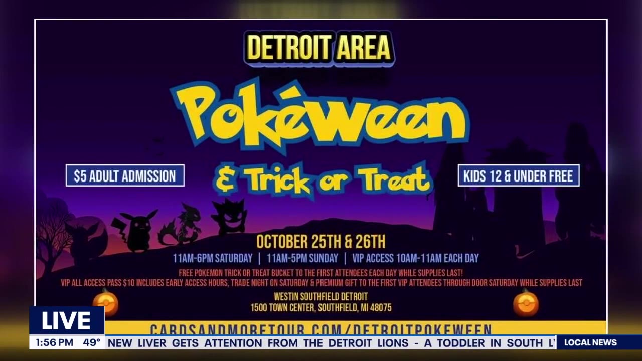 Pokéween & Trick or Treat coming to Detroit on October 25th and 26th