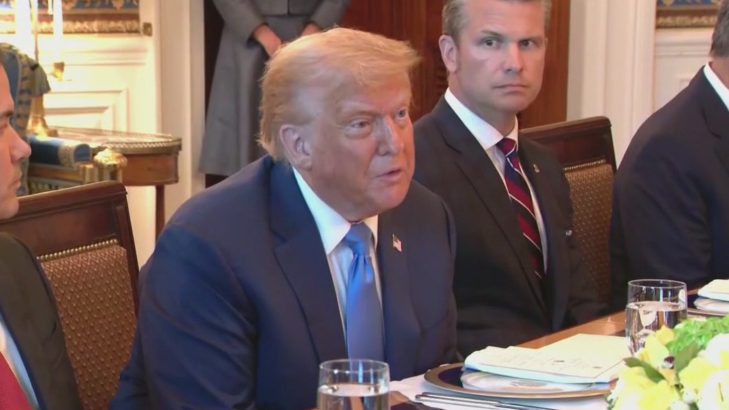 President Trump addresses tariffs, tension in the Middle East