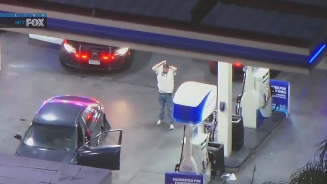 Pursuit suspect in custody at Norwalk gas station