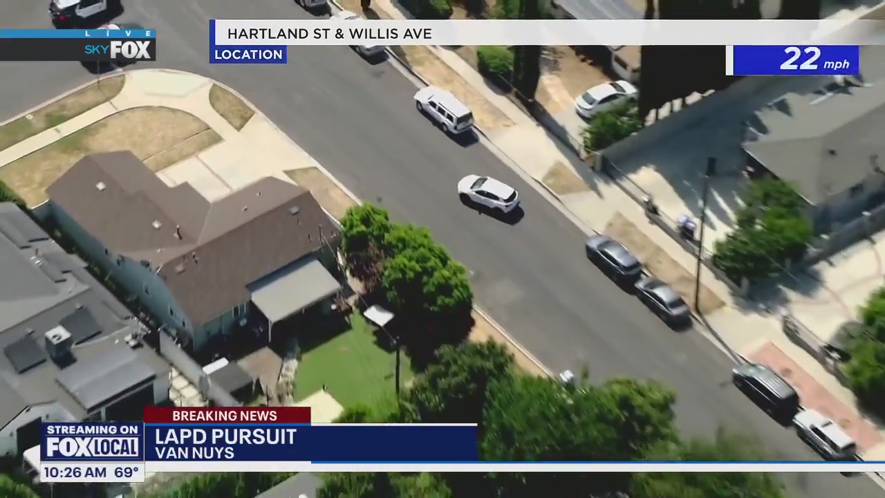 Pursuit suspect reverses in front of LAPD officers