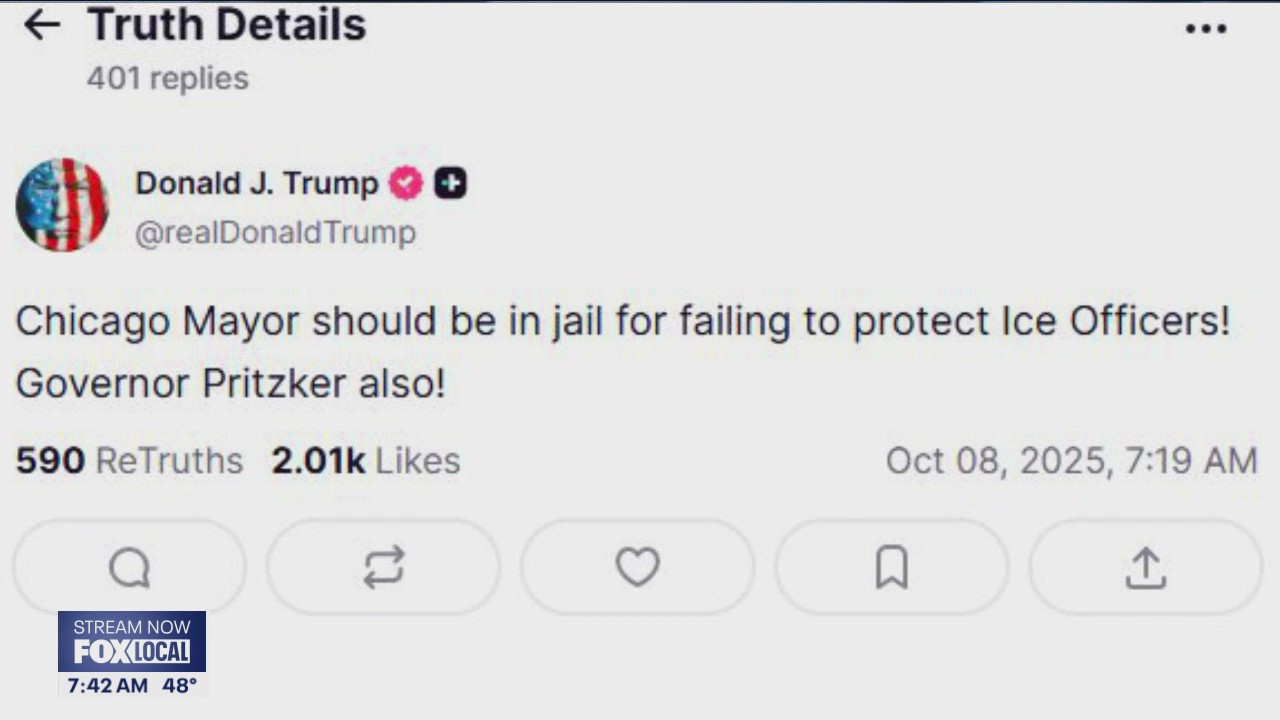 Trump says Johnson, Pritzker 'should be in jail' for not protecting ICE