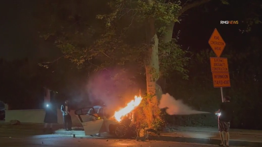4 rescued from fiery crash in Beverly Grove