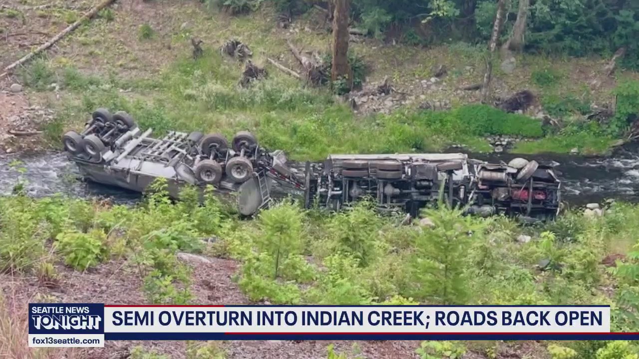 Roads back open near Port Angeles after semi-truck fuel spill into Indian Creek