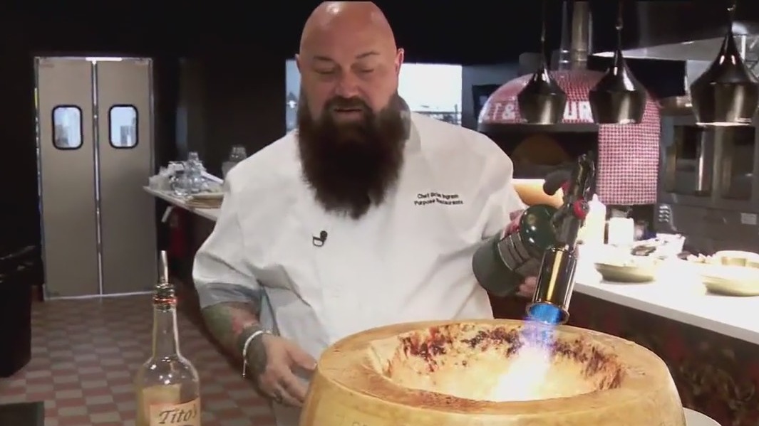 Pasta and a giant cheese wheel now at Salt & Flour