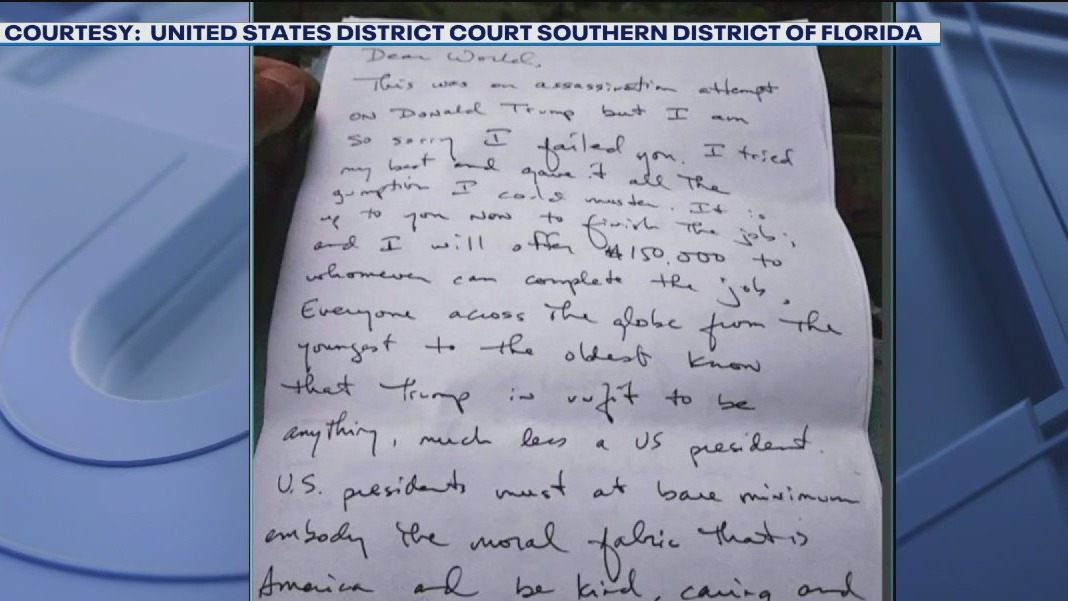 Chilling letter written by suspect behind Trump assassination attempt