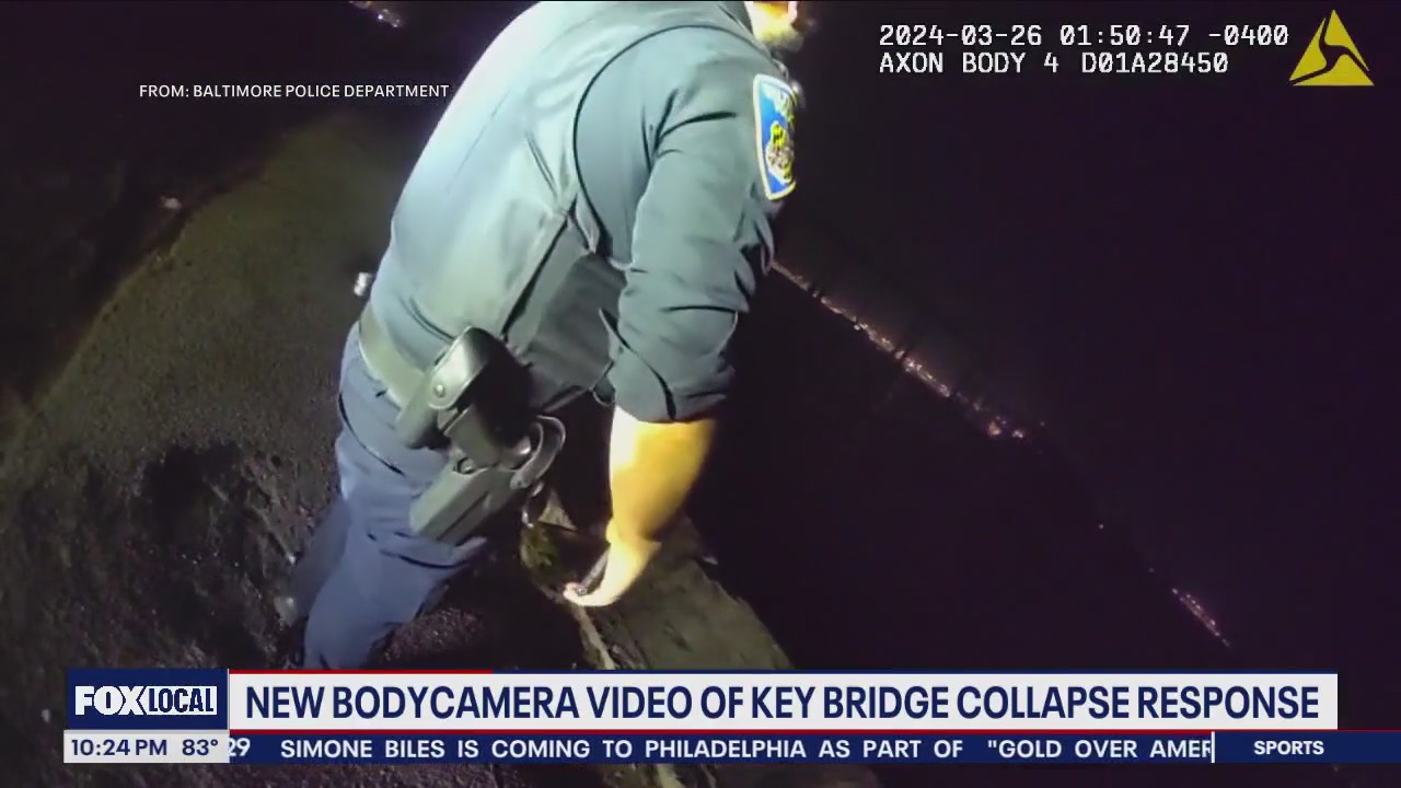 Baltimore Key Bridge: Bodycam footage shows police rescue bridge collapse survivor
