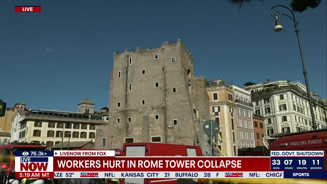Workers injured in partial tower collapse near Rome's Colosseum