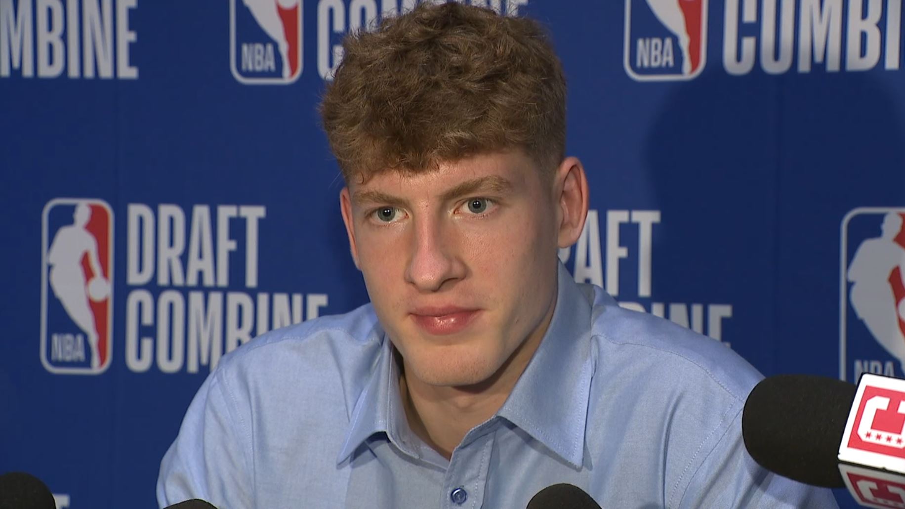 Illinois basketball star Kasparas Jakučionis talks at the NBA Combine