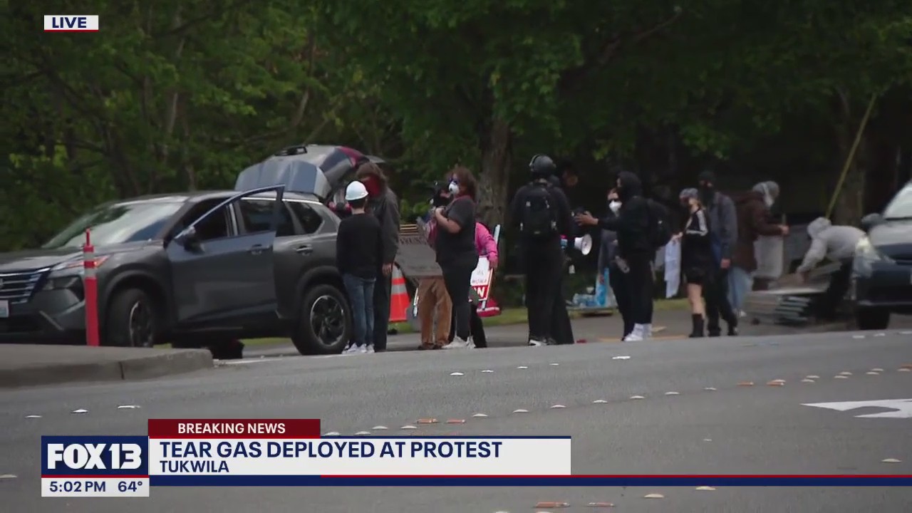 Tear gas deployed at anti-ICE protest in Tukwila, WA