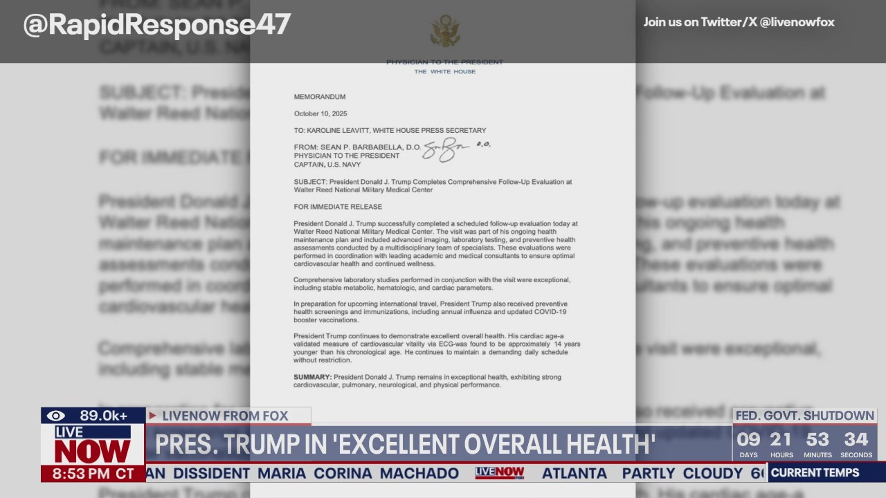 Pres. Trump is in 'excellent overall health'